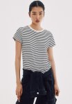 Fitted Cotton T-Shirt - White & Black Striped