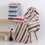 1PC Soft Absorbent Wide Stripe Bath Towel Non-shedding Thickened Hand Towel Shower Towel For Bathroom Gym Hotel Travel Stuff