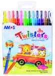 AMOS 12 Twisters Retractable Wax Crayons