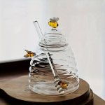 1PC Animal-themed High Borosilicate Glass Honey Jar With Lid For Kitchen & Restaurant Use - Transparent Durable Storage Containe