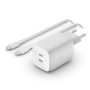 Belkin 65W USB C Charger With 2 Ports And Usb-c Cable Fast Charging With Power 3.0 And Gan Technology For Iphone 16/15 Plus Pro