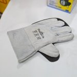 Chrome Leather Brick Glove With Rubber Palm