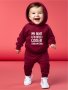 Baby's 2PCS "my Aunt Is Cooler" Print Casual Outfit Hoodie & Pants Set Baby Boy's Clothing As Gift