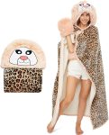 Animal Fluffy Fleece Unisex Hooded Blankets - Leopard