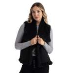 Faux Fur Sued Gilet - Black Free