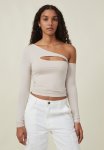 Cotton On Cody Cut Out Long Sleeve Top - Stone