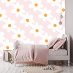Daisy Wallpaper - 1.2M Wide X 3M High Non-adhesive Requires Wallpaper Glue