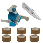 - Tape Dispenser With 100M Buff Tape X6 And Utility Knife