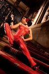 Flower Lace Bodystocking Red
