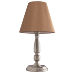 Satin Chrome Base With Beige Fabric Shade