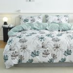 3PCS Duvet Cover Set Flower Print Bedding Set Soft Comfortable Duvet Cover For Bedroom Guest Room 1 Duvet Cover + 2 Pillowcases
