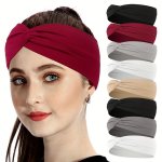 4PCS SET Soild Color Headbands Stretch Turban Knotted Hair Bands Yoga Workout Sports Sweatband Hair Accessories For Women