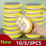 Double-sided Non-scratch Kitchen Sponges 3 5 10PCS - Safe On Pots & Pans High-density Cleaning Sponges For Dishes & Scrubbing