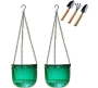 2 Pack Hanging Planters Self Watering Flower Pots For Indoor Outdoor - Emerald Green Garden Tool Kit 3 Tools