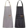 2 Pack Aprons Adjustable Neck Strap With 2 Pockets For Kitchen Braai Use