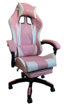 Reclining Ergonomic Gaming Chair Pink & White
