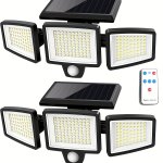 2 PACK 1PACK Solar Outdoor Light 4500LM 220 LED Security Light With Remote Control Three Head Motion Sensor Light 270 Wide Angle