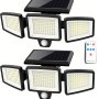 2 PACK/1PACK Solar Outdoor Light 4500LM 220 LED Security Light With Remote Control Three Head Motion Sensor Light 270 Wide Angle Flood Wall Light Rust Resistant 3 Modes