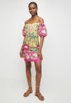 Superbalist Puff Sleeve Bardot MINI Dress - Pink Femme Palm