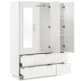 3 Doors Wardrobe Closet 4 Drawers Armoire Storage Cabinet With LED Light