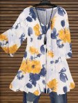 Plus Size Floral Print Blouse Casual V Neck Half Sleeve Blouse For Spring Women's Plus Sizeclothing