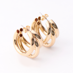 3-ROW Gold Hoop Earrings - Gold