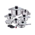 Swiss Z Line 16 Piece 9 Layers Capsulated Bottom Cookware Set Silver