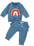 Petrol Blue Rainbow Crewnek Sweatshirt And Pants