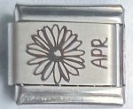 9MM Laser Italian Charm - April Flower