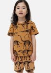 Cotton T-Shirt - Brown Dinosaur Skeletons