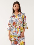 Lydia Oversized Linen Shirt - 16 Sorrento Tile Co-ord