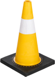 Traffic Cone Soft Pvc Yellow With Black Rubber Base - Yellow
