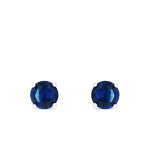 Sterling Silver Round Blue Stud Earrings