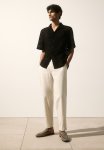 Regular Fit Linen-blend Trousers - Light Beige