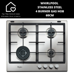 Whirlpool Stainless Steel 4 Burner Gas Hob - 60CM