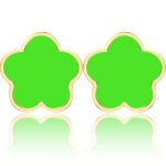14K Gold Plated Stainless Steel Four Leaf Clover Stud Earrings For Women Green-gold Plated
