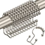 Gidse Shower Curtain Hooks Sturdy Stainless Steel Double Sided Shower Hooks Rings For Bathroom Shower Curtain Rods Curtains Set