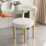 Sherpa Fabric Side Chair With Barrel Backrest
