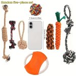 Set Of 5 Assorted Color Dog Chew Toys Rope Teeth Cleaning Dog Leash Set Interactive Cotton Pet Puppy Toys For Small Dogs Supplie