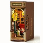Robotime Diy Book Nook Kit 3D Wooden Puzzles Dollhouse Booknook Library Tiny House Bookshelf Decor Miniature House Kit For Adult