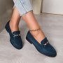 Women's Buckle Decor Loafers Retro Solid Color Pointed Toe Slip On Shoes All-match Casual Loafers