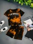 2pcs Boys Letter Print Tie Dye Versatile Short Sleeve T-shirt & Shorts Set Cool Lightweight And Comfy Summer Clothes