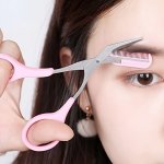 Eyebrow Scissors For Women Eyebrow Trimmer Scissors With Comb Eyebrow Shaping Cut Comb Scissors Non Slip Finger Grips Hair Remov