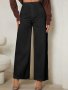 Solid Color Straight Leg Pants Elegant High Waist Button Front Loose Pants For Work & Office Women's Clothing