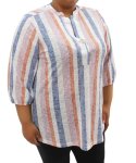Ladies Printed Henly Tab Top - 60 Blu rust