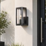 Metal Square Outdoor Wall Lantern Black With Clear Glass