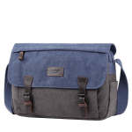 London Heritage Waxed Canvas Messenger Bag Blue Grey
