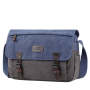 Troop London Heritage Waxed Canvas Messenger Bag Blue Grey