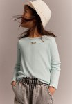 Ribbed Jersey Top - Light Turquoise Butterfly