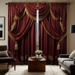 Classic European Style Red Drapery Panels With Grommet Top - Set Of 2 Twill Weave Flannel Decorative Curtains 180-200GSM Machine